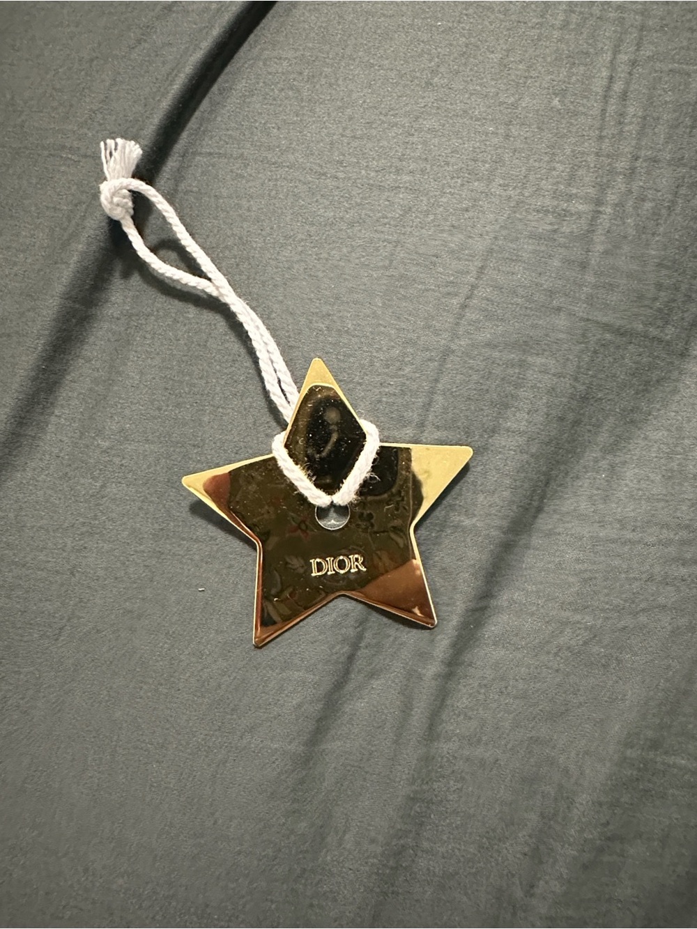 Dior Shiny Gold Star Ornament with White Cord